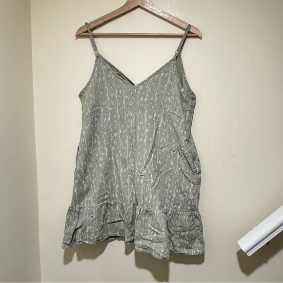 Women's American Eagle Green and Beige Sleeveless Baby Doll Midi Dress Size M - Picture 11 of 15